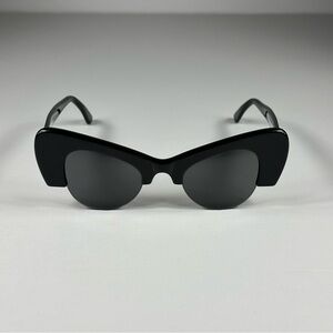 Illesteva 9 Emma Half-Rim Cat-Eye Black Sunglasses